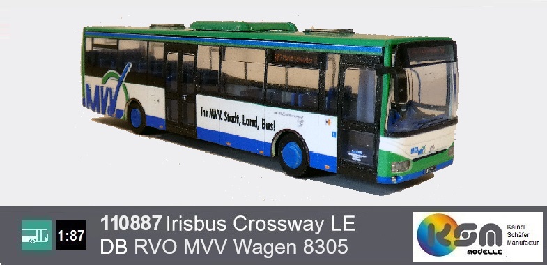 IVECO IRISBUS Crossway LE -DB RVO Oberbayernbus MVV Wagen 8305 - HO Maßstab 1:87 - Modellbus Linienbus
