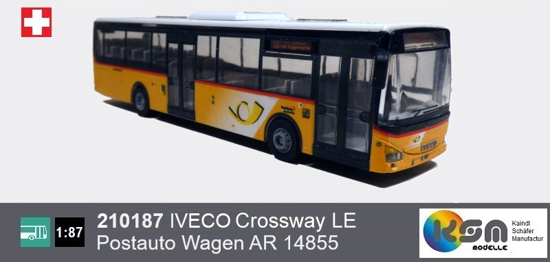 IVEVO Crossway LE -PostAuto Bus AR 14855 - Modellbus Maßstab 1:87