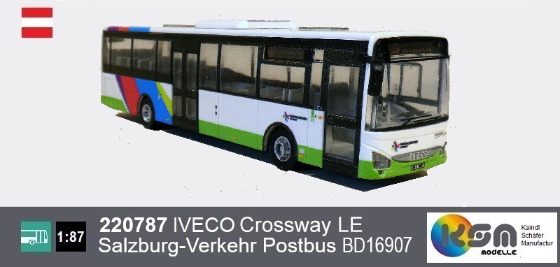 IVECO Crossway LE - Postbus Salburg-Verkehr Wagen BD16907 - Modellbus - HO Maßstab 1:87 