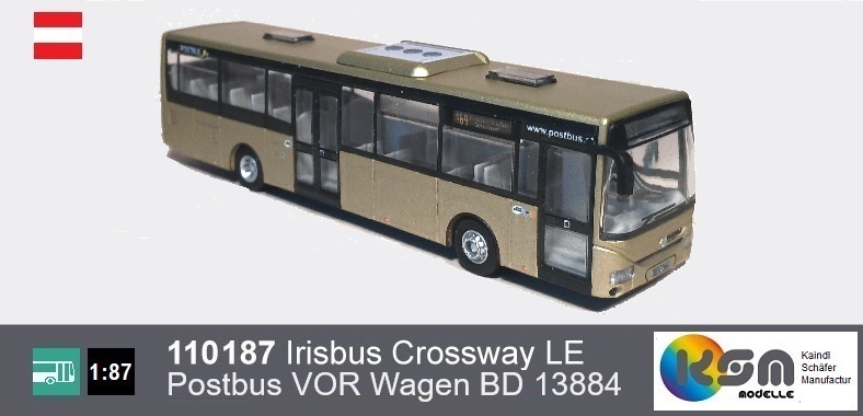 110187 IVECO Irisbus Crossway LE VOR Wien Postbus BD13884 - Busmodell  1:87